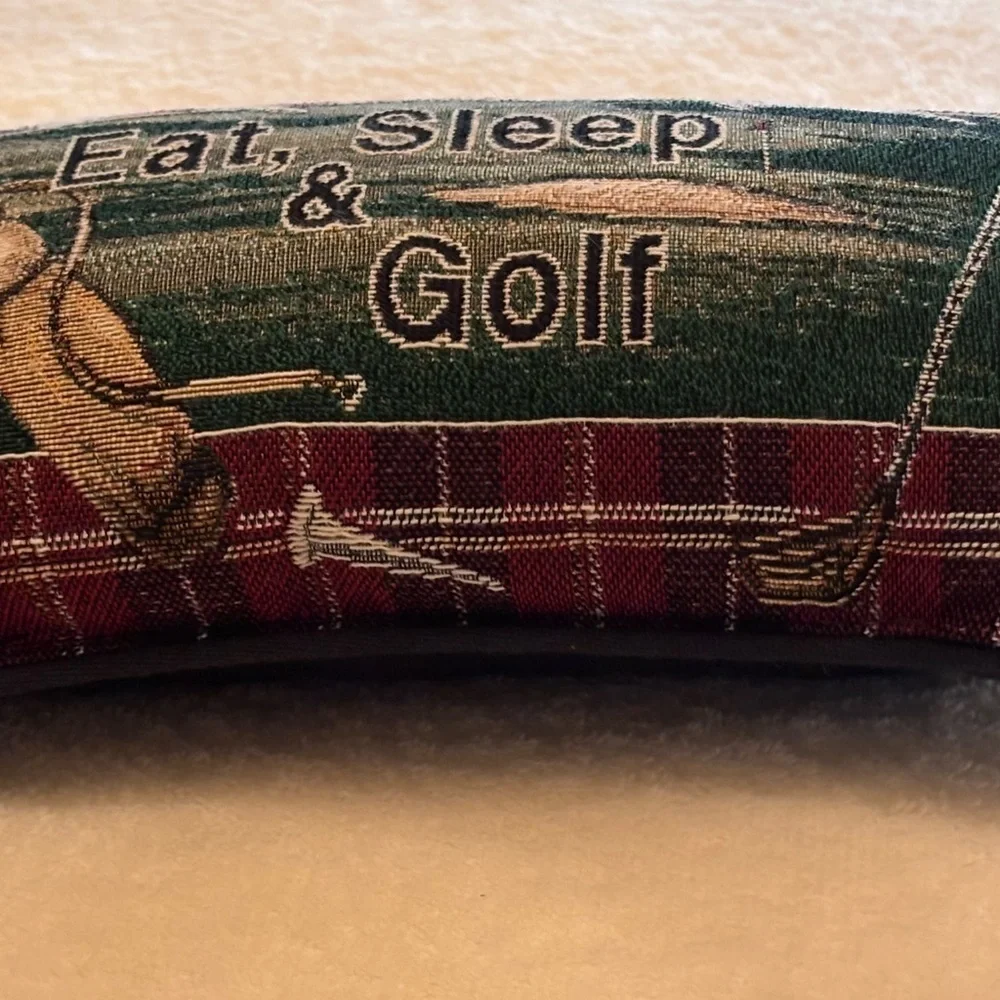 Plaid Golf Themed Decorative Pillow”Eat,Sleep & Golf”